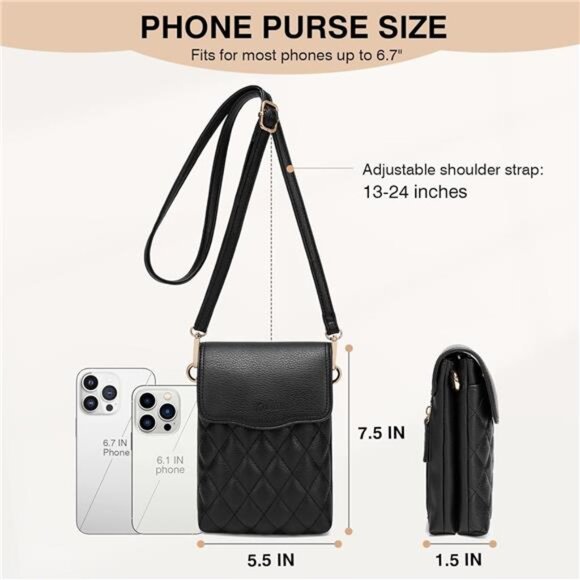 Womens Small Crossbody Bag Vegan Leather Phone Purse Mini Travel Shoulder Bag - Picture 3 of 7